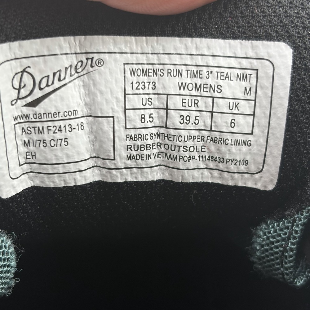 Danner Run Time 3" EH NMT Safty Toe Work Shoe 12373 Teal Black Womens US 8.5 - Picture 6 of 13